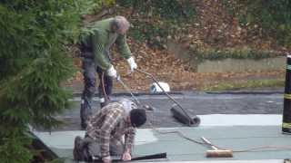 How to fix a leaky roof 3  Alan Steven laying Tar paper  Flame burning  Tjörupappi [upl. by Lawrenson]