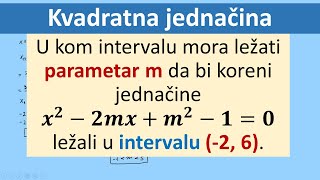 Kvadratna jednačina Odredi vrednost parametra m [upl. by Nosro752]