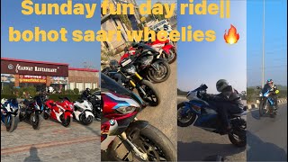 Sunday fun day ride😍 Bohot saari wheelies 🔥 Sunday morning ride [upl. by Bashuk]