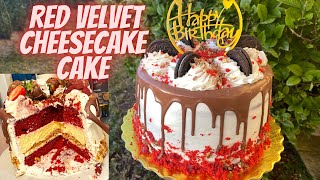 How to make a Red Velvet Cheesecake Cake [upl. by Mehelhteb]