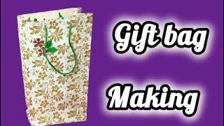 Gift bag making with Gift wrapping paper l diy gift bag craft videotutorial [upl. by Gibert]