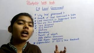 Class 11th Ncert Political Science Ch8Part2 Local Government  Studyship [upl. by Lancaster881]