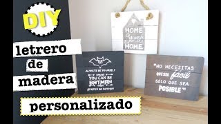 DIY LETRERO DE MADERA PERSONALIZADO  ROOM DECOR [upl. by Llovera554]