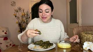 Kara lahana sarması girit kabak dolması mukbang [upl. by Drwde]