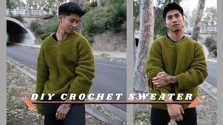 CROCHET SWEATER TUTORIAL FOR BEGINNERS  how to crochet an oversized pullover sweater EASY 💫 [upl. by Sewellyn644]