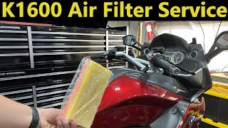 BMW K1600 Air Filter Service HOW TO [upl. by Martsen898]