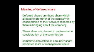 Meaning of deferred share [upl. by Sivehc]