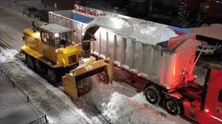 Larue 7060 amp D65  First snow removal operation this years  Two passes 4K [upl. by Eilarol]