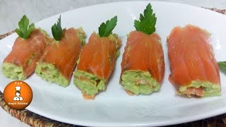 Rollitos de salmón ahumado con aguacateampisrecetas [upl. by Bell]