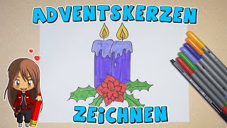 Adventskerzen einfach malen für Kinder  ab 7 Jahren  Malen mit Evi  deutsch [upl. by Aillil]