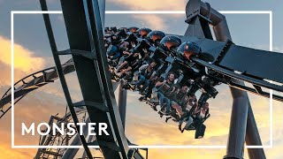 Experience Monster – Gröna Lunds new BampM Invert roller coaster On amp off ride [upl. by Oine284]