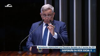 Decisão do Supremo sobre suspensão da plataforma X repercute no Senado [upl. by Kitchen658]