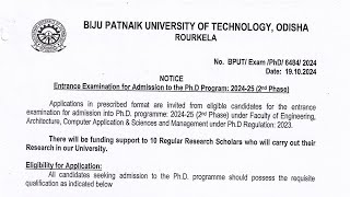 Ongoing PhD Admission 2024  Biju Patnaik University of Technology Odisha Rourkela [upl. by Willumsen71]