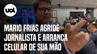 Mario Frias agride e arranca celular do jornalista Guga Noblat em comissão da Câmara veja vídeo [upl. by Suzi785]