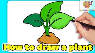 How to draw a plant  Leaf drawing  EASY DRAWING tutorial for beginners [upl. by Enetsuj]