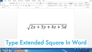 How To Write Extended square Root in Word  Type Extended Square Root in Microsoft Word [upl. by Sale91]