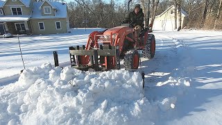 Kubota B2601 pushing snow with SnowSport HD Plow [upl. by Peednama850]