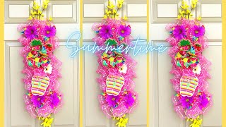 HOW TO MAKE A DOOR SWAG USING A 5 GALLON PAINT STIR STICK DIY YARDSTICK DOOR SWAG GARLAND CENTERPIEC [upl. by Niwrehs182]