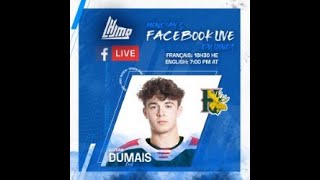 QMJHL Facebook Live  with Jordan Dumais Halifax Mooseheads [upl. by Llehsar]