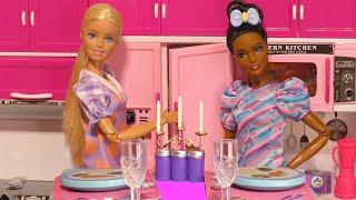 Barbie Cooks Tea For Two  Cooking Dinner Chores With Barbie [upl. by Ientruoc]