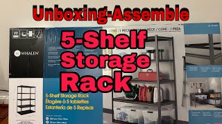 Unboxing Assemble a Whalen 5Shelf Storage Rack From Costco [upl. by Assirual]