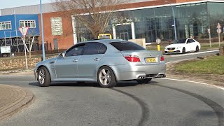 BMW M5 V10 with Eisenmann Straight Pipes Exhaust Burnout Drifts Revs [upl. by Hymen181]