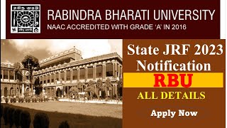 Rabindra Bharati University State JRF 2023  Junior Research Fellowship  Apply Now [upl. by Robenia637]