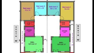 42 × 46 east face house plan for two brothers [upl. by Alison818]