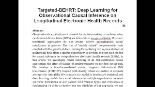 Targeted BEHRT Deep Learning for Observational Causal Inference on Longitudinal Electronic Health R [upl. by Isis]