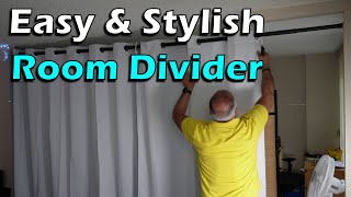 Curtain room divider  studio backdrop with Tension Rod installation [upl. by Milewski833]