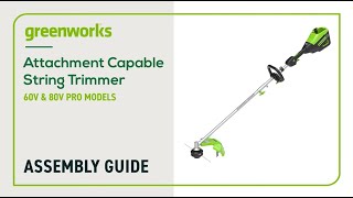 Assembling your Greenworks Pro Attachment Capable String Trimmer [upl. by Ahsircal]