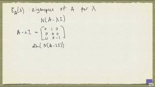 Week 10  Algebraic and Geometric Multiplicities of an Eigenvalue [upl. by Ivor]