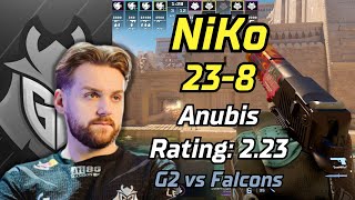 G2 NiKo 238 rating 223 vs Falcons  Anubis POV  EPL S19  Apr 27 2024 cs2 demo g2 pov [upl. by Aerdnwahs163]