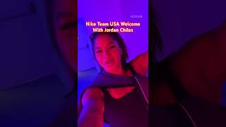 JordanChiles gave us an exclusive look inside the Nike Team USA Welcome parisolympics2024 [upl. by Anilam969]