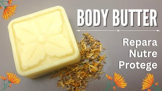 BODY BUTTERManteca corporal SÓLIDA reparadora  🌿 Cosmética natural casera [upl. by Tanitansy]