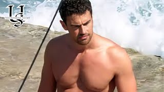 Theo James Flaunts EyePopping Swim Briefs for Steamy Ad with Leonardo DiCaprios Girlfriend Vittori [upl. by Sinnaiy649]