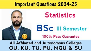 Statistics Important Questions 202425 BSc III Semester 3rd Sem Imp Stats OU PU KU TU MGU SU [upl. by Kathryn]