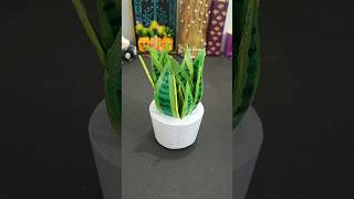 diy snake plant using disposable leaf plate diy decor craft artificial bestoutofwaste shorts [upl. by Thornburg]