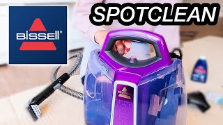 HOW TO USE BISSELL SPOTCLEAN PORTABLE SPOTCLEANER  UNBOXING ASSEMBLE REVIEW amp DEMO [upl. by Caressa]