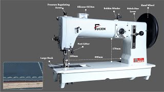 FC243 Semi long flat bed unison feed lockstitch machine with large hook for extra heavy material [upl. by Nahor]