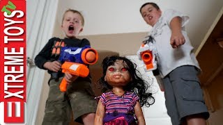 Crazy Doll Attacks Nerf Battle Vs Wild Toy [upl. by Tahpos]