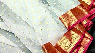 Meesho unboxing review celebrity inspired organza gold saree lite weight white low budget [upl. by Emmalyn]