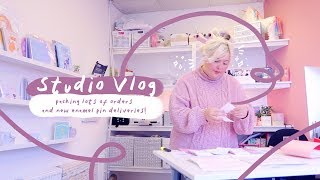 STUDIO VLOG 008 Unpacking New Enamel Pins  Packing Lots of Etsy Orders [upl. by Crystie]