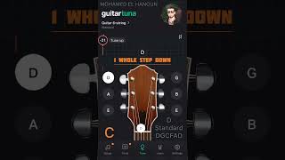 D Standard Tuning Guitar  1 Step Down  Using GuitarTuna Free [upl. by Etnad]