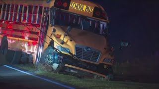 Driver arrested on suspicion of DUI after crash involving school bus that injured 15 people [upl. by Ruthi]