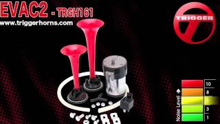 Trigger Horns™ EVAC2™ Dual Trumpet Train Horn Kit w Compressor  TRGH161 [upl. by Nnazil]