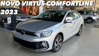 Novo VW Virtus Comfortline 200 TSI 2023  Versão intermediária com cara de TOP de linha 4K HDR [upl. by Costanza]