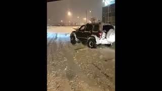 Jeep Liberty Crd turbo diesel Pulls out 18 Wheeler in Montreal [upl. by Afrika425]