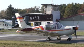 MoraneSaulnier MS893A Rallye Commodore 180 takeoff at Airfield Punitz  OEDFR [upl. by Lyrret538]