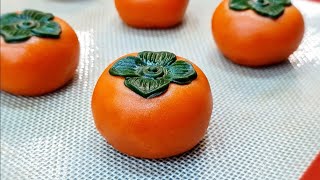 柿子月饼食谱Persimmon Mooncake Recipe天然色素奶黄馅Custard Fillings Natural Food Color中秋食谱 MidAutumn Recipe [upl. by Seale]